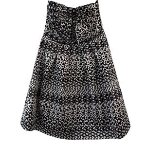 Eva Franco black and white strapless bow flare dress size 4